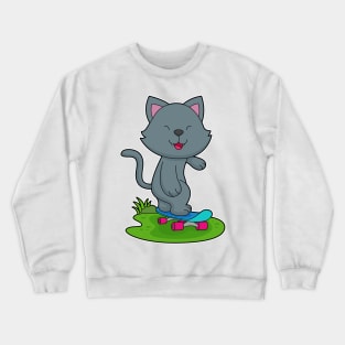 Cat Skater Skateboard Crewneck Sweatshirt